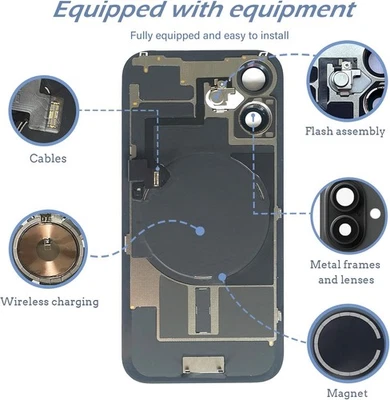 Cristal Trasero Para iPhone Serie 14, 15, 16 con Metal + Imán + NFC Envío EE. UU. Foto 1 de 3
