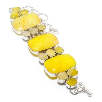 Blau Simulierte Edelstein Handgemacht 925 Sterling Silberarmband - Bild 1 von 4