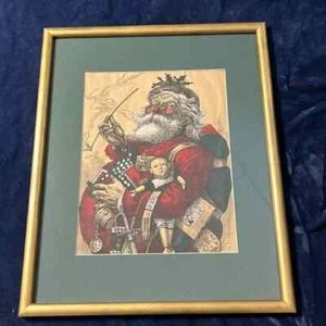 VTG Santa Claus Wall Decor Picture Framed - Picture 1 of 6