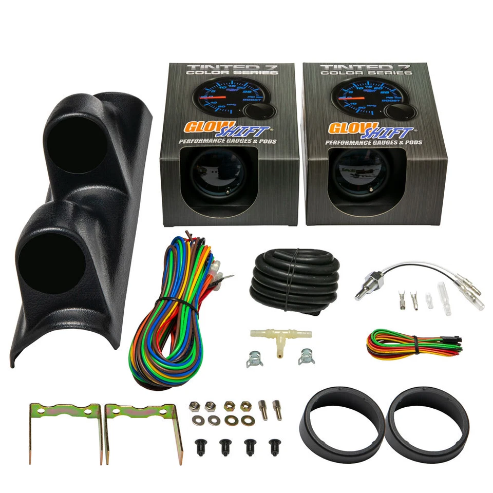 GlowShift T7 Boost & Water Temperature Gauges + Dual Pod for 96-00 Honda Civic - Image 1 of 4