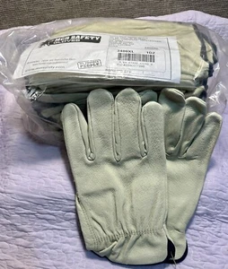 MCR Safety 3400XL 12 Pairs / 24-Pc Unlined 100% Leather Work Gloves - XL- Cream - Picture 1 of 2