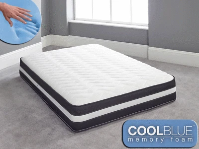 Cool Blue Memory Foam Mattress Sprung 3ft Single 4ft6 Double 5ft King 6ft S King - Image 1 of 4