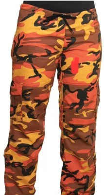 Rothco Womens Size XS Orange Paratrooper Fatigues Camo Jogger Cargo Pants  - Image 1 of 4