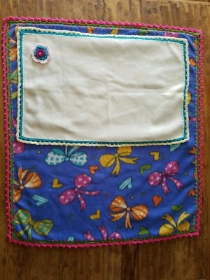 Manta de lana para bebé con borde de ganchillo 30 X 36 + manta de viaje REGALO DUCHA NUEVO BEBÉ  Foto 1 de 3