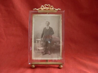 ANTIQUE FRENCH  BRASS BEVELED GLASS PHOTO FRAME,LOUIS XVI STYLE,LATE 19th. - Image 1 of 4