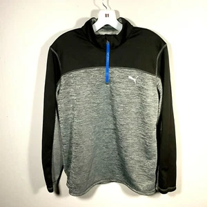 Pullover Puma Hombre Pequeño 1/4 Cremallera Gris Jaspeado y Negro Logo  - Imagen 1 de 8