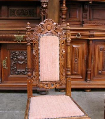 Pair of Antique Carved French Hunt Side Chairs - Image 1 of 3