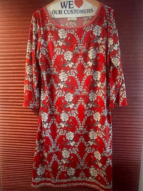 Damas Max Studios Vestido Rojo Floral Manga Larga Talla Mediana Foto 1 de 1