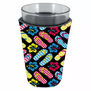 Flip Flop Pattern Pint Glass Coolie; Sandals, Flowers, Beachy - Picture 1 of 3