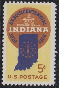 US 1308 Statehood Indiana 5c single MNH 1966 - Picture 1 of 1