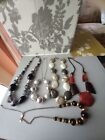 Job Lot Of Beaded Statement Necklaces Bundle (5)  Black, Grey, Browns, Silver