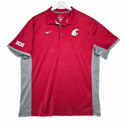 Nike Washington State Cougars Polo Para Hombres XL Rojo Gris Dri-Fit Pac 12 Logo Foto 1 de 4