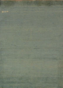 Elegant Handcrafted Gabbeh Solid Green Wool Rug - Limited Edition" 3x5 ft - Picture 1 of 18