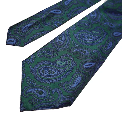 Corbata de seda clásica vintage Austin Reed verde azul cachemira seda Inglaterra - 56L Foto 1 de 4