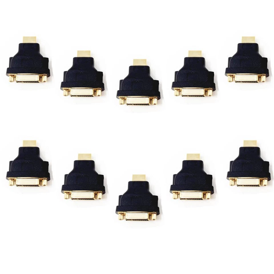 Pack Of 10 Generic DVI-I Dual Link 24+5pin Female To HDMI Male Converter Adapter - Image 1 of 4