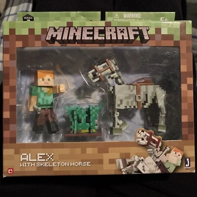 Nuevo en caja Nuevo Minecraft Alex con caballo esqueleto Jazwares serie 3 figura de acción Foto 1 de 2