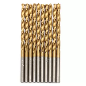 3/16"x3-1/2" Titanium Drill Bits Set HSS 4241 Jobber Length Metal Drill Bit 10PK - Picture 1 of 10