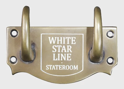 Gancho para abrigo de cabina Star Line blanco 4" réplica de latón transatlántico decoración de crucero Foto 1 de 2