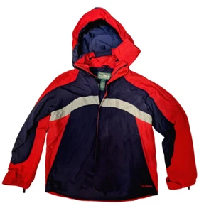 LL Bean Kids Size Large 14-16 Red  & Navy Blue Lightweight Shell Jacket - Picture 1 of 12