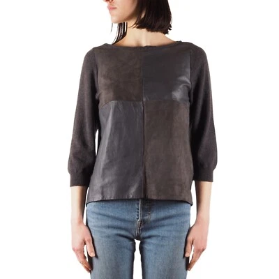 Suéter Top Fabiana Filippi Para Mujer Cuero Gris Lana Cachemira Talla IT 42 / US 6 Foto 1 de 4