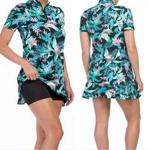 Tommy Bahama Golf Athletic Dress  1/4 Zip Teal Pink Floral Cover up Shorts Small - Picture 1 of 21