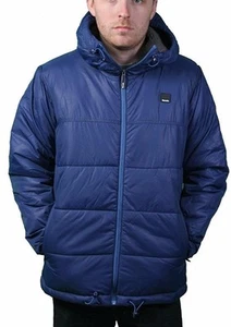 Bench UK Mens Hollis Zip Up Blue Hooded Puffy Winter Jacket Coat NWT - Picture 1 of 2