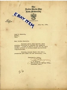 1924 METTERHEAD Cleveland Ohio J. T. BERGERON La Fraternidad de la Ley Delta Theta Phi - Imagen 1 de 1