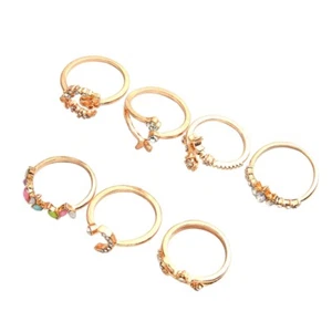 7Pcs Stylish Bohemian Stacking Rings Alloy for Engagement Wedding Valentine Gift - Picture 1 of 8