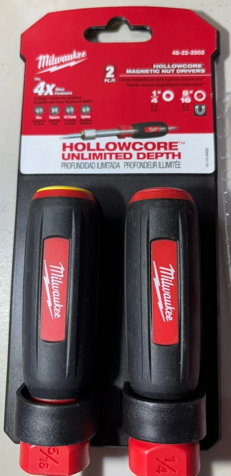 Milwaukee 2 Piece Hollow Core Magnetic Bit Driver 5/16 and 1/4   48-22-2502 - Image 1 of 3