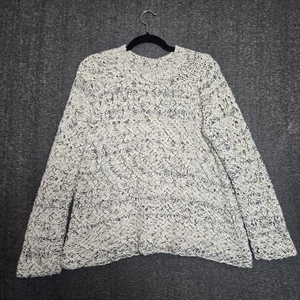 Eileen Fisher Cable Knit Sweater Top Sz Large Boxy Organic Cotton Pullover - Picture 1 of 8