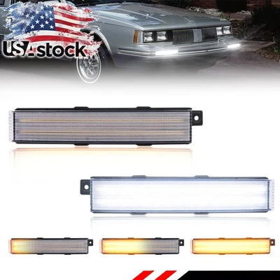 Clear Switchback LED Bumper DRL Signal Lights For 82-96 Oldsmobile Cutlass Ciera - Image 1 of 4