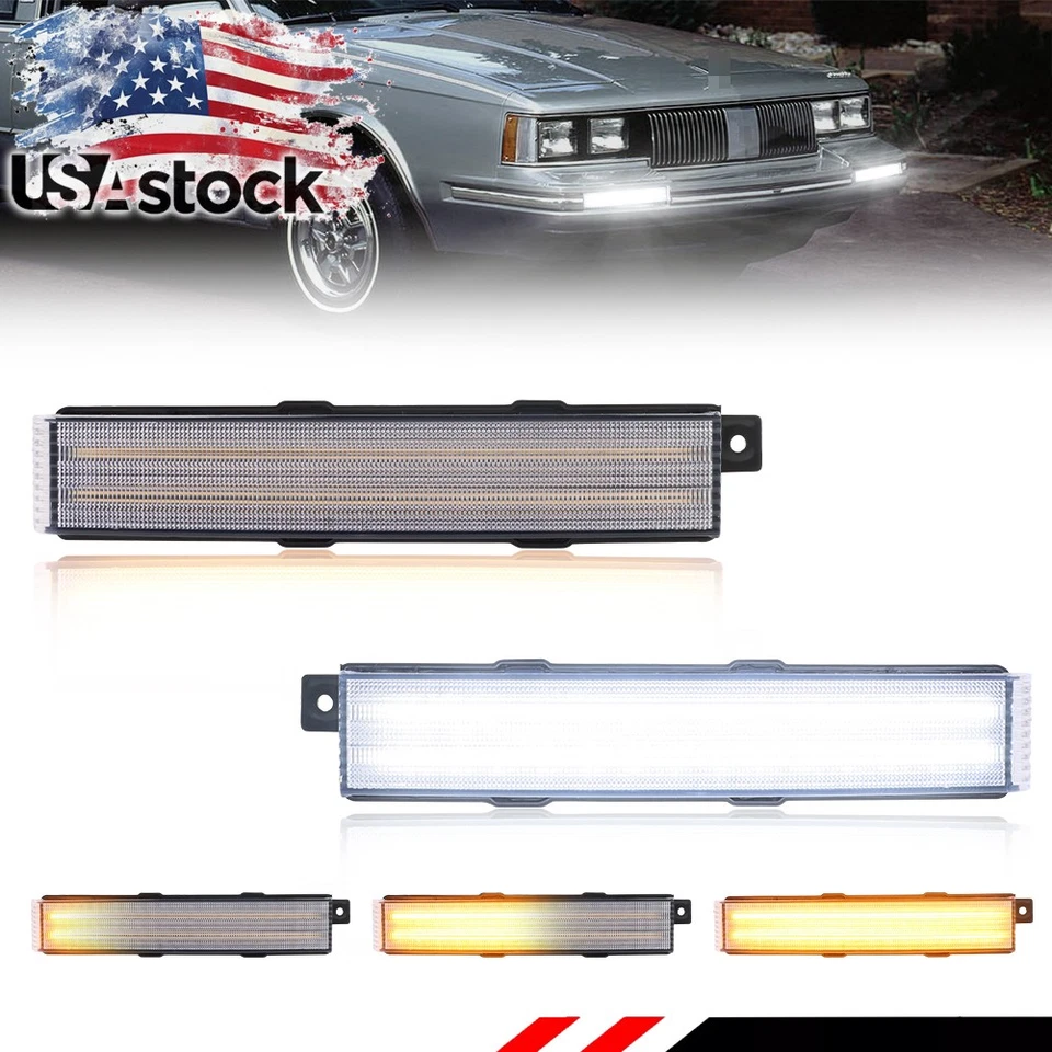 Clear Switchback LED Bumper DRL Signal Lights For 82-96 Oldsmobile Cutlass Ciera - Image 1 of 4