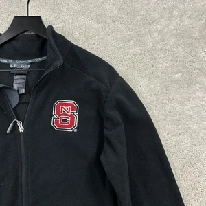 NC State Wolfpack Fleece Jacket Adult Size Medium Black Full Zip Windbreaker - Picture 1 of 9