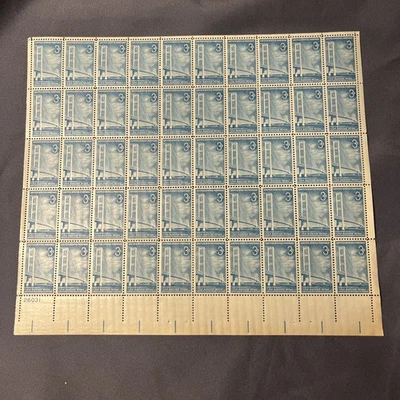 1958 The Mackinac Bridge 3-Cent US Postage Stamp Full Sheet - Image 1 of 2