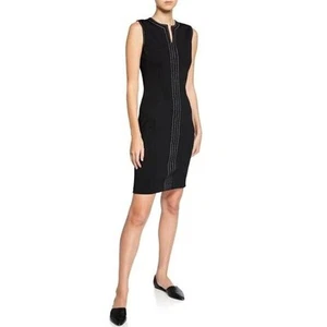 ST JOHN MAGLIA LANA TG 10/12 ABITO CAVIALE NERO senza maniche con punto a contrasto - Foto 1 di 11