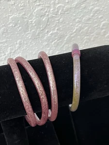 Vintage 80er Armband Armreif Jelly (kein Wasser) Glitzer gefüllt 80er Punk 4 Stück - Bild 1 von 11