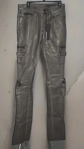 Rockstar Original Sutton Black PU Stacked Leather Jean size Men's 32, black - Picture 1 of 17