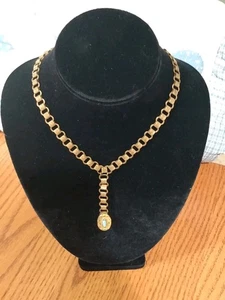 Collana catena libro ottone antico e clip ciondolo touquois - Foto 1 di 17