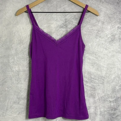 Camiseta sin mangas Y2K Old Navy de colección para mujer talla m púrpura acanalado encaje ribete Elena Gilbert Foto 1 de 4