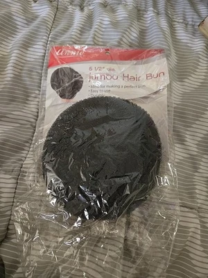 Moño de pelo Annie Jumbo 5,5" negro malla de nailon tipo donut #3292 Foto 1 de 3