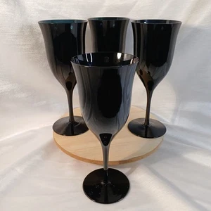 4 Pcs Black Amethyst Carico TIVOLI Hand Made CRYSTAL Stemware 7.75" Wine Glass - Picture 1 of 17