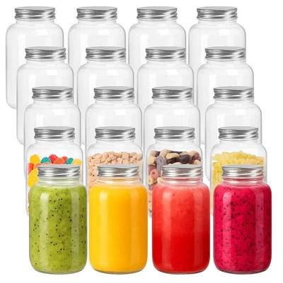 20 Pack 17 Oz Disposable Plastic Juice Bottles with Aluminum Caps, Reusable C... - Image 1 of 4