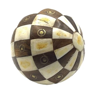 Alfombra bola vintage con incrustación de hueso artesanal única esfera decorativa coleccionable - Imagen 1 de 8