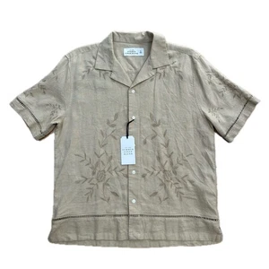NEW The A&F Summer Linen Blend Small Shirt Floral Embroidered Button Front - Picture 1 of 7