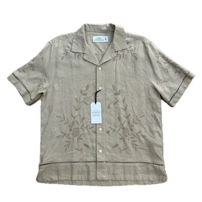 NEW The A&F Summer Linen Blend Small Shirt Floral Embroidered Button Front - Image 1 of 4