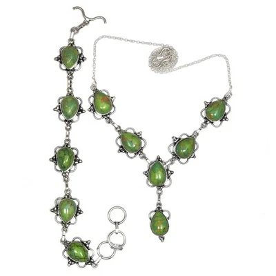 Jewelry Turquoise Green Pendant Set Earrings Necklace Aquamarine - Image 1 of 4