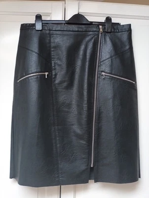 RIVER ISLAND UK 18 FAUX LEATHER FULL ZIP SKIRT BELOW KNEW EXCELLENT CONDITION - Image 1 of 4