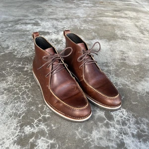 HELM Whalen Shoes Mens Size 9M Brown Leather Moc Toe Chukka Boots Casual - Picture 1 of 10