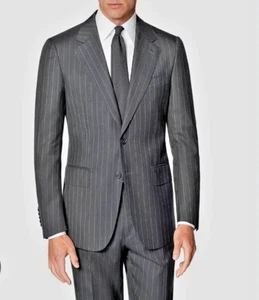 RALPH LAUREN Grey Striped Suit - 36S - Wool - 2024 collection - Picture 1 of 7