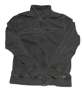 Lucky Brand Black Label Jacke Damen L grau Full Zip Mock Neck Moto Sweatshirt - Bild 1 von 12